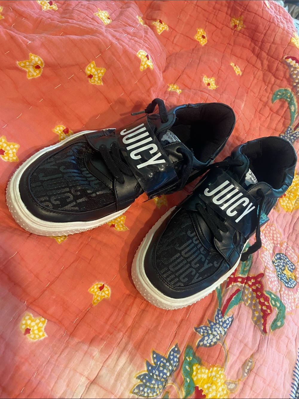 Juicy Couture Black and White Logo Strap Sneakers